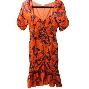 Saylor Anthropologie Joelene Pink Floral Ruffle Girly Spring Vacation Dress-XS